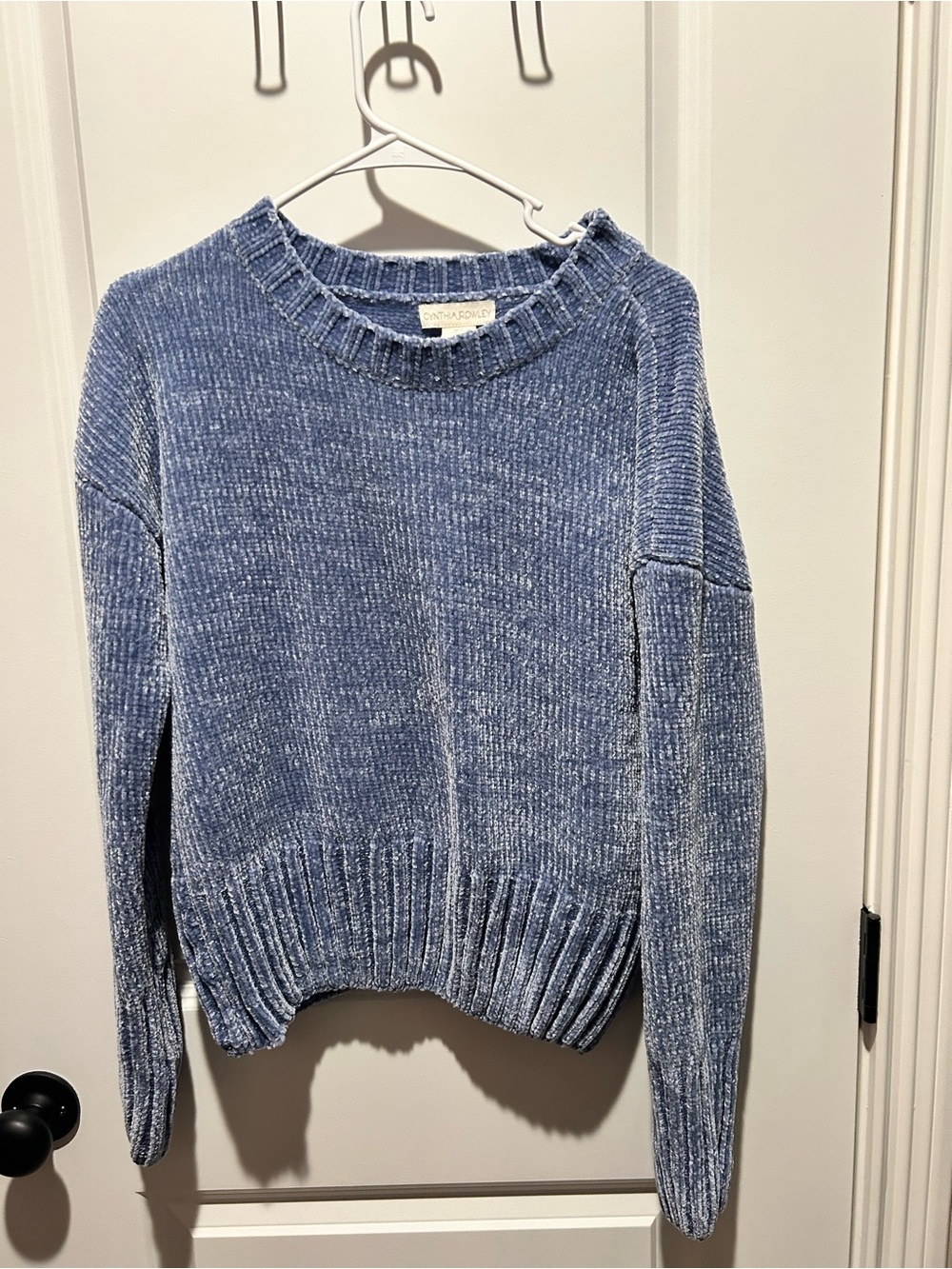 Cynthia Rowley Blue Chenille Crewneck Sweater